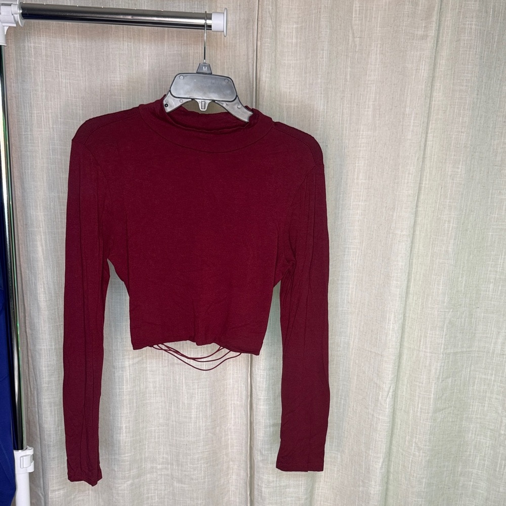 Papermoon Deep Red Long Sleeve Crop Top